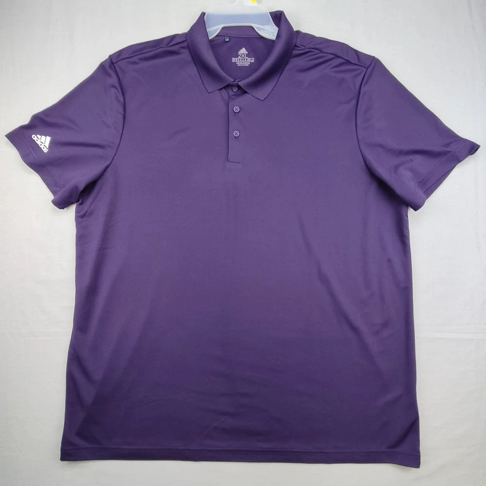 Adidas Polo Shirt Mens 2XL‎ Purple Primegreen Golf Performance Short Sleeve